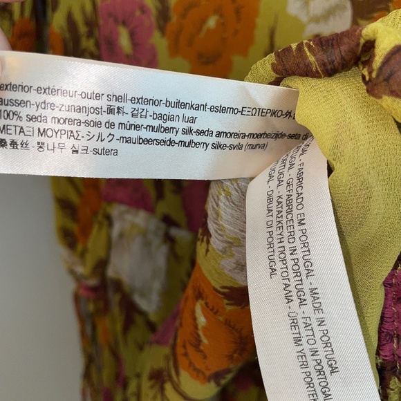 EUC Massimo Dutti Chiffon Ruffle Hem Floral Side Tie Top Size 8 - Picture 6 of 7